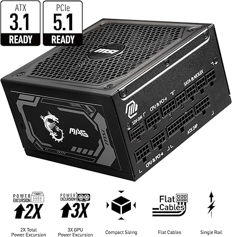 MSI Power Supply MAG 1250GL PCIE 5 MSI Power Supply MAG 1250GL PCIE 5